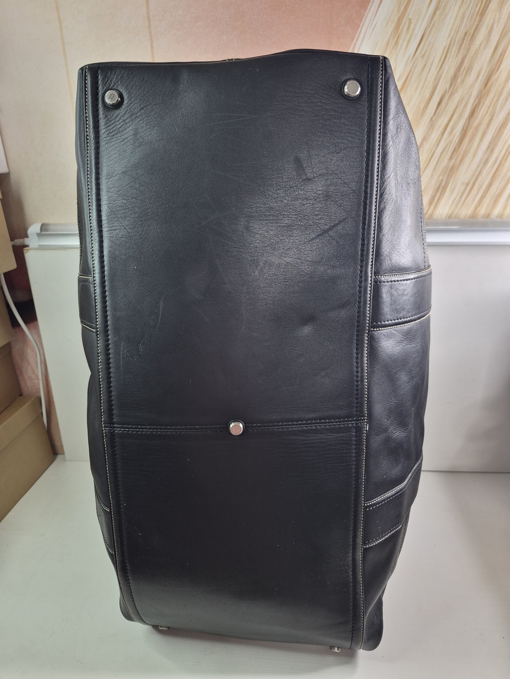 Coach Black Leather Duffel Bag - Men's Travel Weekender - Picture 8 of 12